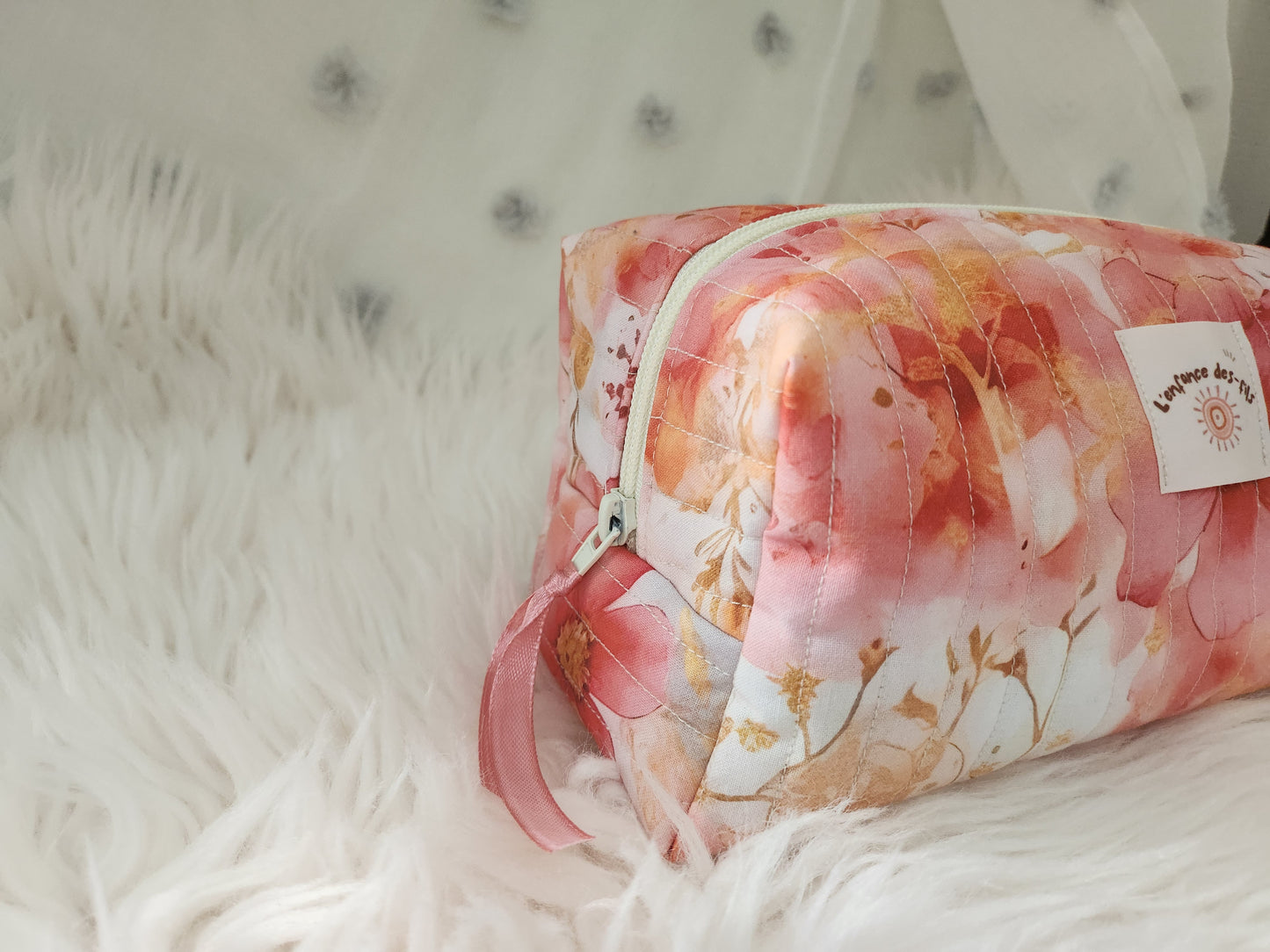 Trousse de toilette matelassée douceur de fleur