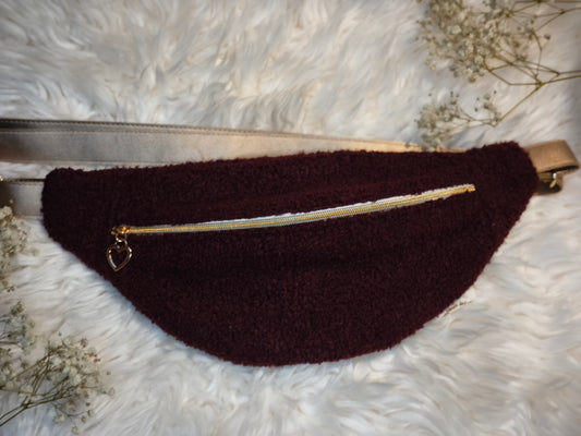 Sac banane bouclette bordeaux