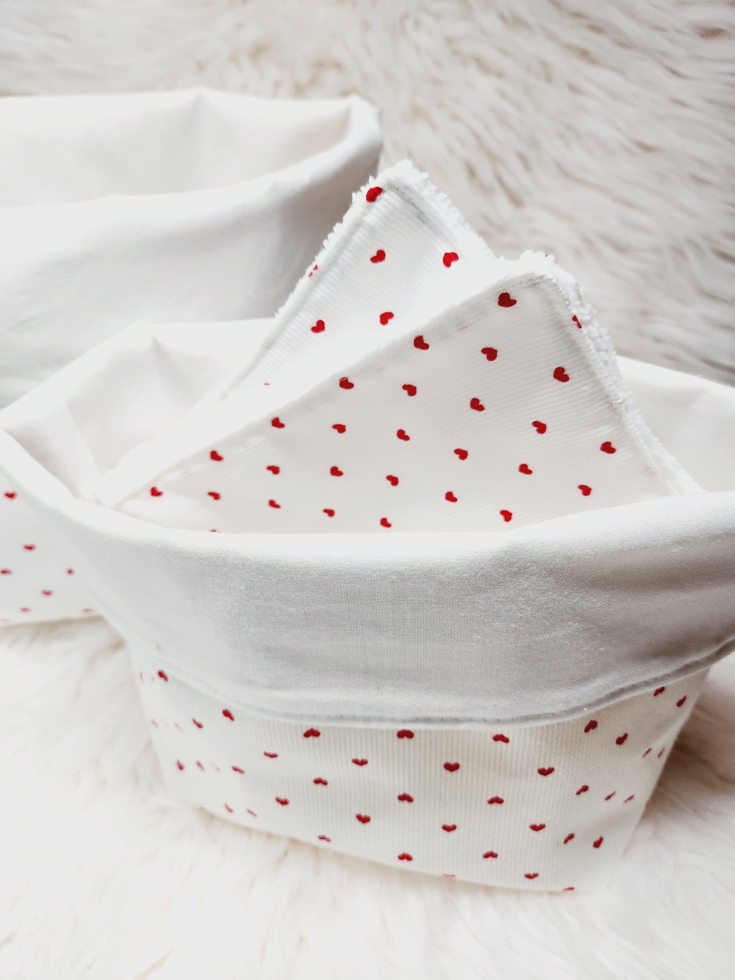 Panière avec 5 lingettes réutilisable amour