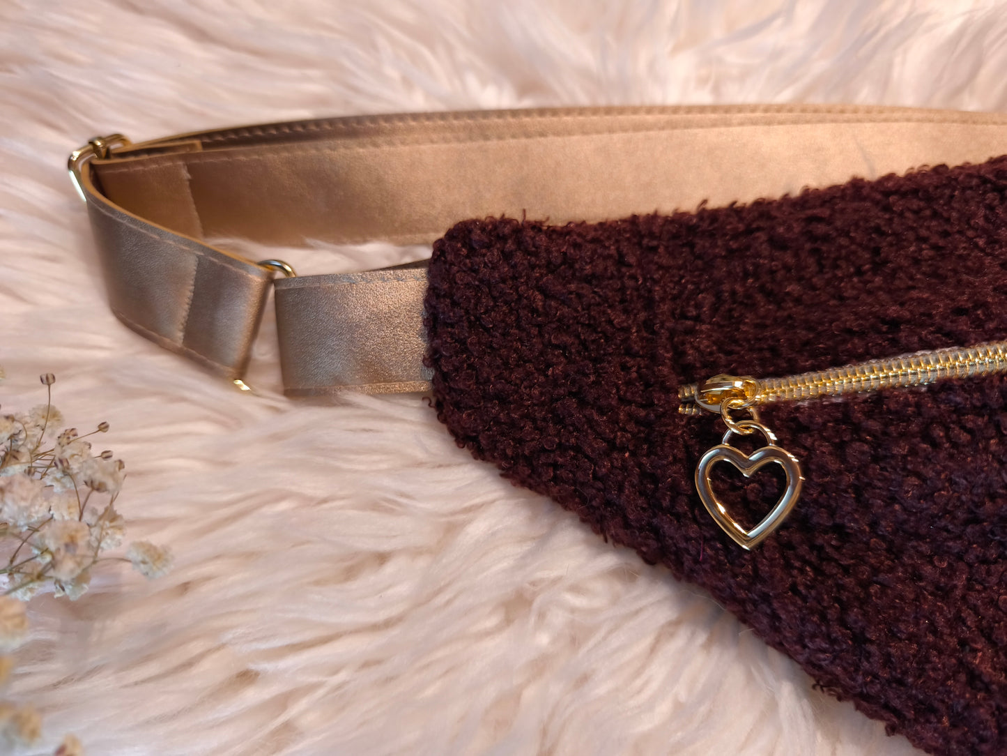 Sac banane bouclette bordeaux